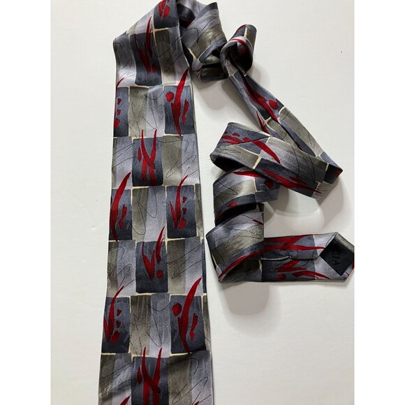 Grateful Dead Jerry Garcia Wetlands I Collection 14 Silk Tie Abstract Red Gray - Picture 7 of 7